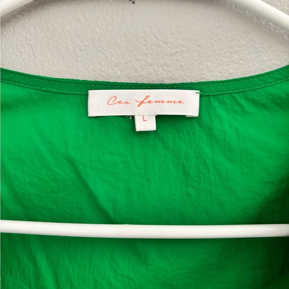 Ces Femme Green Ruffled Flutter Sleeve Blouse - Picture 3 of 5